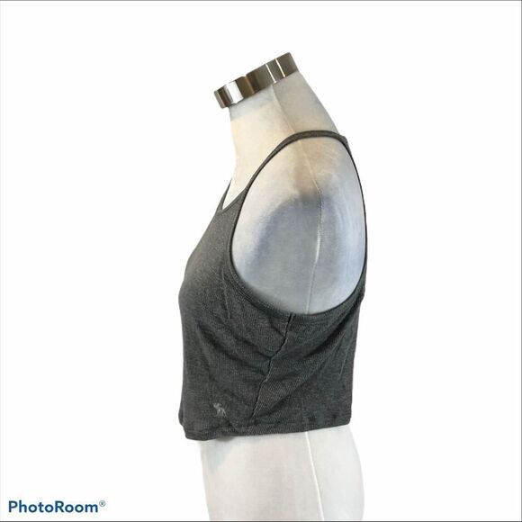 A&F Cropped Grey Tank Top With Lace‎ Back Medium - Picture 4 of 10